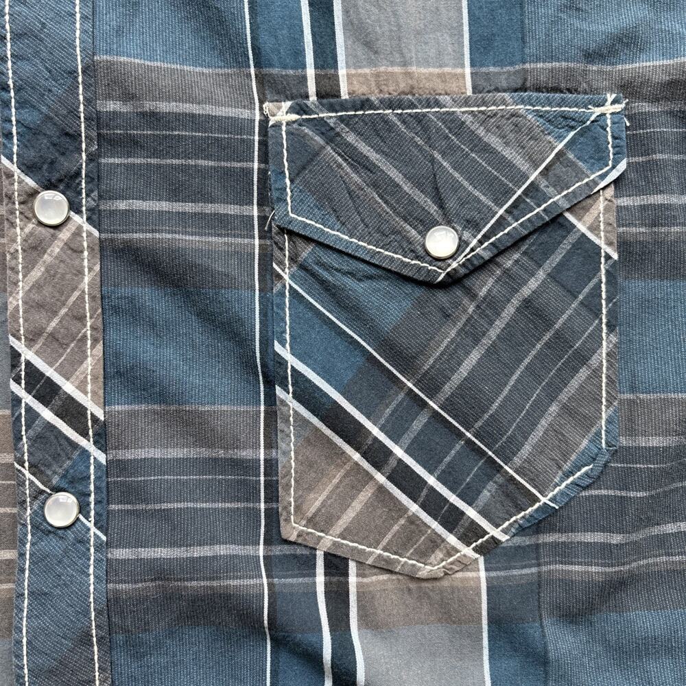 Supply Company USA Men XXL Long Sleeve Western Plaid Pearl Snap Rodeo Stitching - Picture 9 of 14